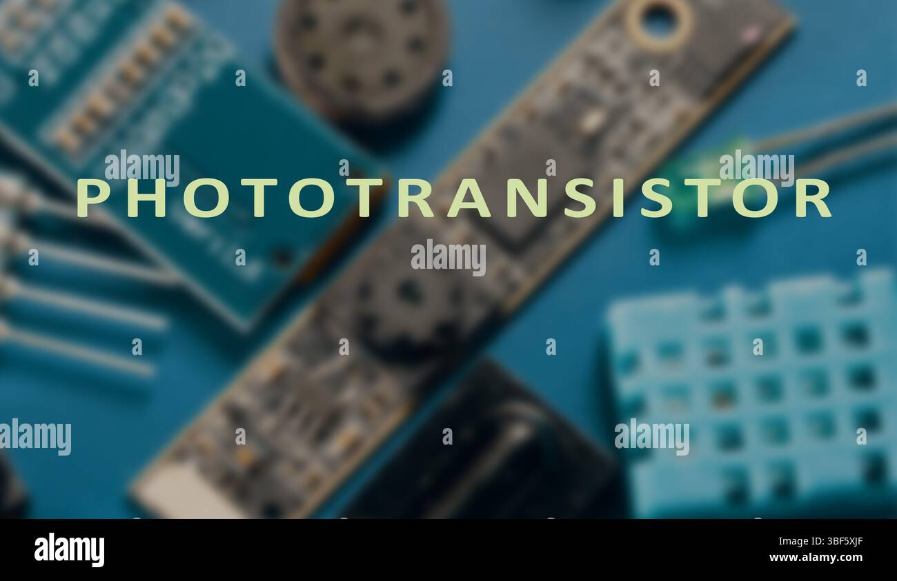 Phototransistor. Transistor photosensible qui commute le courant en fonction de l'exposition à la lumière. Banque D'Images