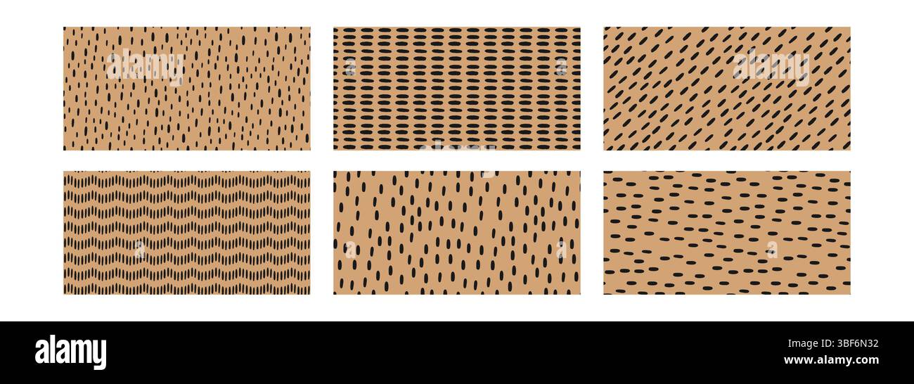 Motif de petits tirets dessiné à la main. Taches et taches dessinées au pinceau. Ensemble de motif sans couture naïf sur fond beige. Illustration vectorielle simple Illustration de Vecteur