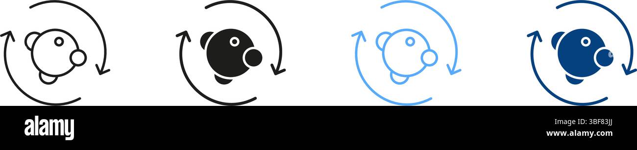 Jeu d'icônes Solid et Line de métabolisme moléculaire. Réaction chimique avec structure atomique et Collection de symboles de flèches. Illustration vectorielle isolée Illustration de Vecteur