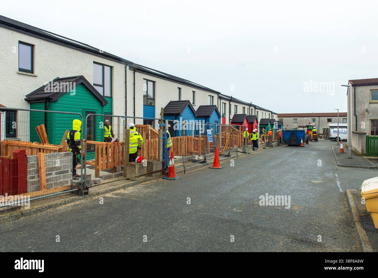 Shetland Islands Council logements en construction à Lerwick—de nouvelles maisons sont construites pour répondre aux besoins croissants de la communauté et du logement de l’île. Banque D'Images