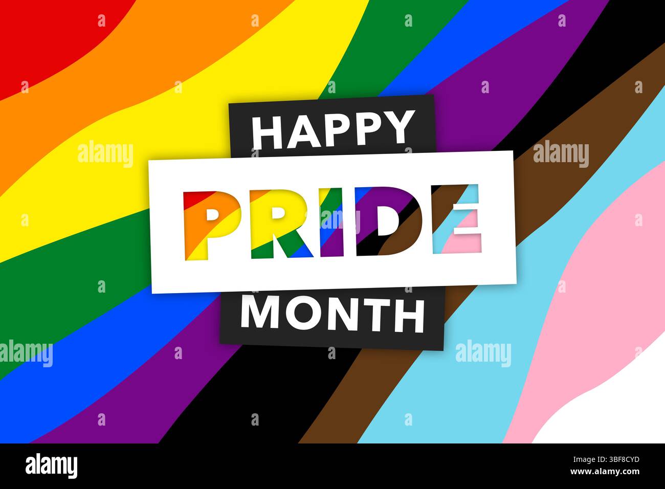 Mois de la fierté gay en juin. Drapeau arc-en-ciel multicolore LGBTQ. Symbole de couleur original de la fierté gaie, affiche haute résolution ou bannière Banque D'Images