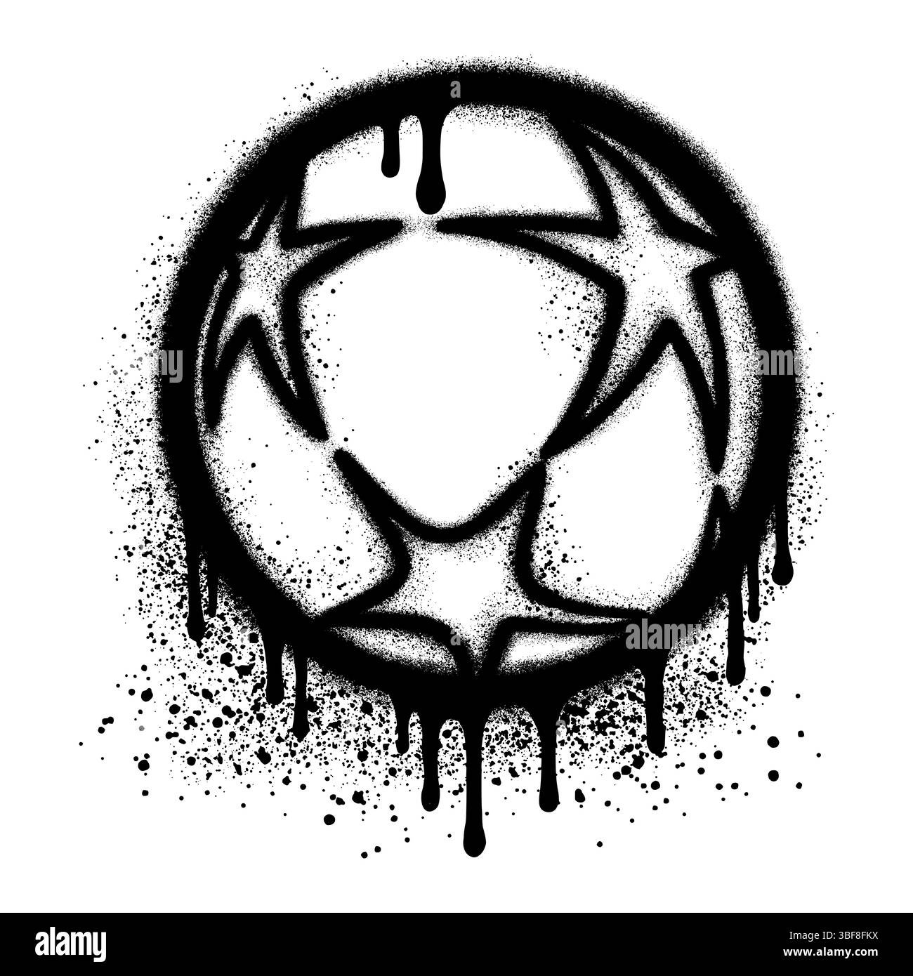 Icône de ballon de football Graffiti peint au pistolet isolé avec un fond blanc. Illustration de Vecteur