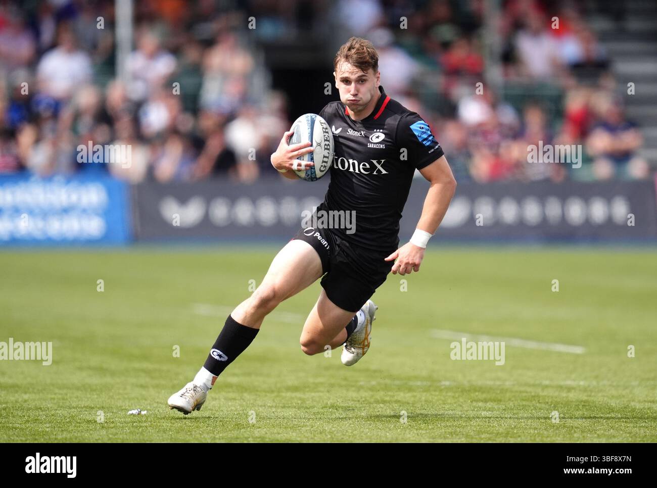 Tobias Elliott des Saracens lors du Gallagher Premiership match au StoneX Stadium de Londres. Date de la photo : samedi 31 mai 2025. Banque D'Images
