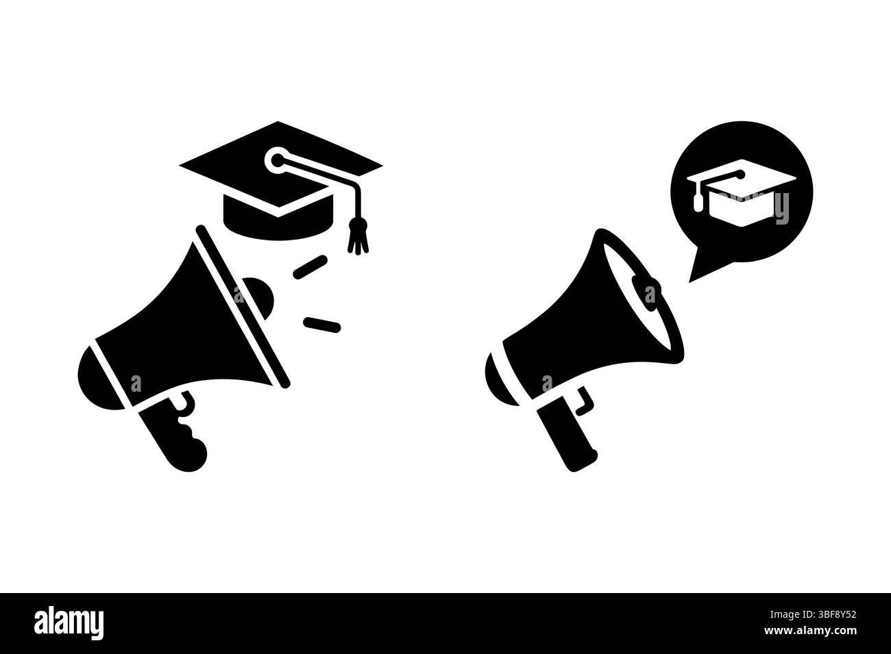 Icône mégaphone d'annonce pour l'enseignement | symbole de notification de fin d'études Illustration de Vecteur