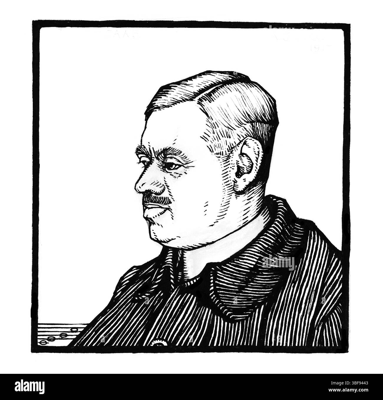 Reproduction fidèle du portrait de Julie de Graag de 1917. Dessin à l'encre du domaine public du Kunstmuseum Den Haag. Haute résolution pour les livres, éditoriaux, imprimés. M Banque D'Images