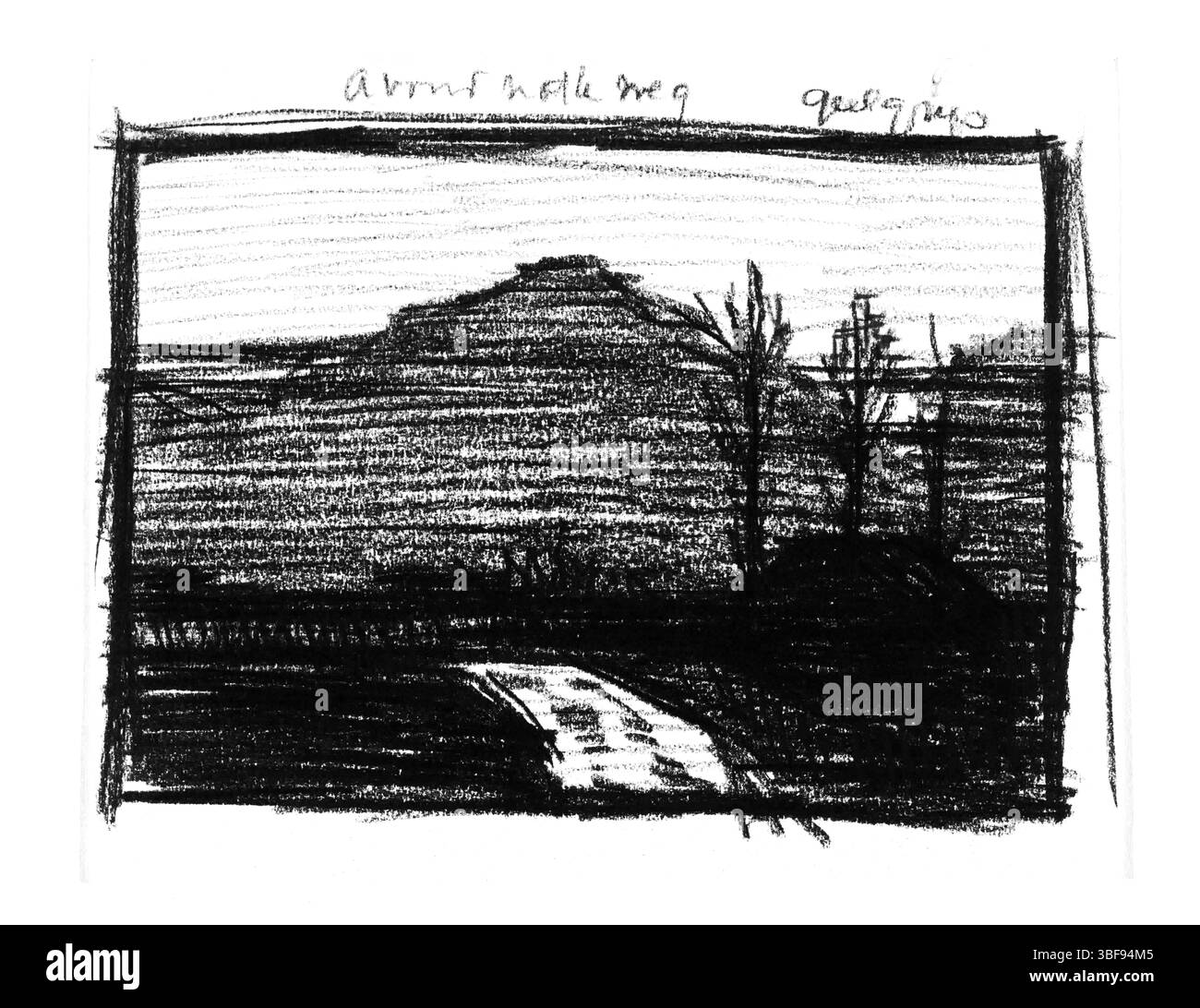 Dessin à la craie par Julie de Graag circa années 1910 paysage hollandais avec arbres route Art Nouveau style Rijksmuseum PD pour usage commercial de décor Banque D'Images Dessin à la craie par Julie de Graag circa années 1910 paysage hollandais avec arbres route Art Nouveau style Rijksmuseum PD pour usage commercial de décor Banque D'Images