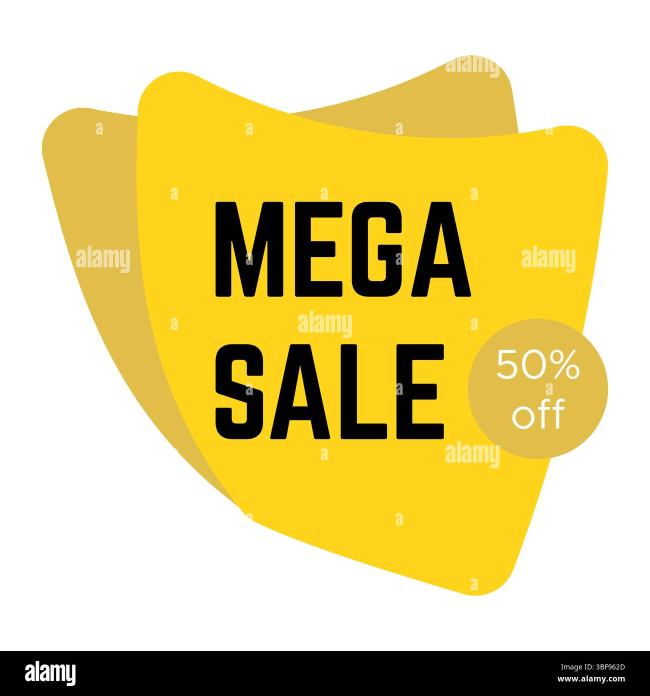 Autocollant jaune Mega sale avec texte. Modèle d'étiquette de vente. Illustration vectorielle Illustration de Vecteur