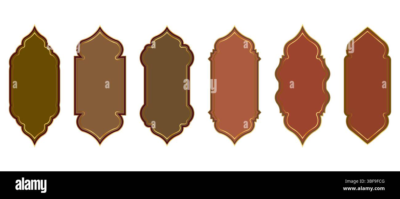 Cadre oriental ou décor de bordure avec doré Illustration de Vecteur