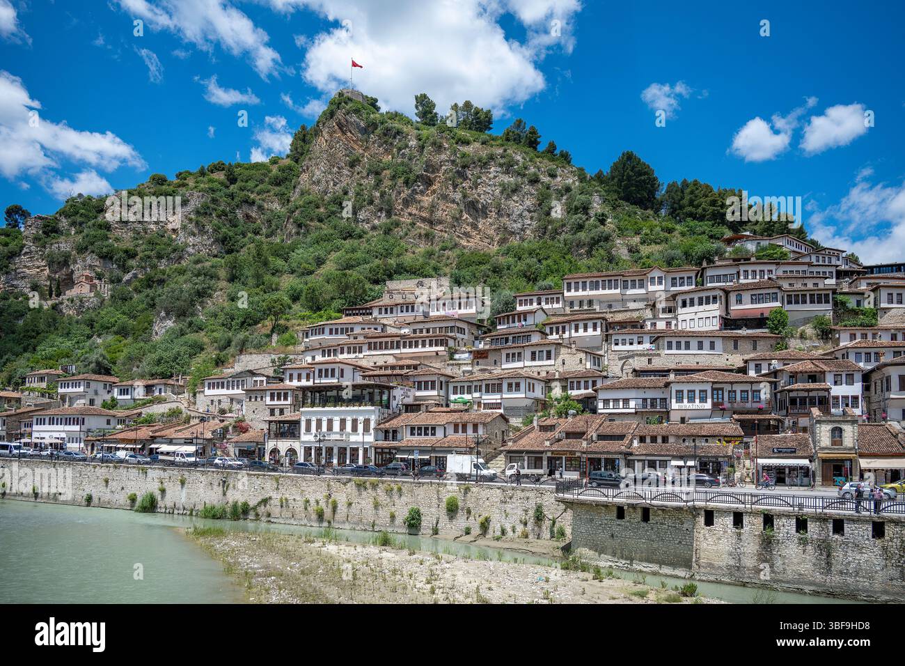 Bâtiments ottomans dans la vieille ville, Berat, Albanie Banque D'Images