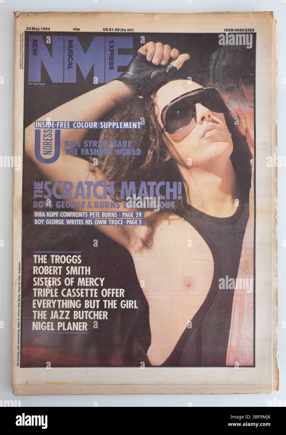 Années 1980 NME Nouveau papier musical Express avec Pete Burns Boy George couverture 1984 Banque D'Images