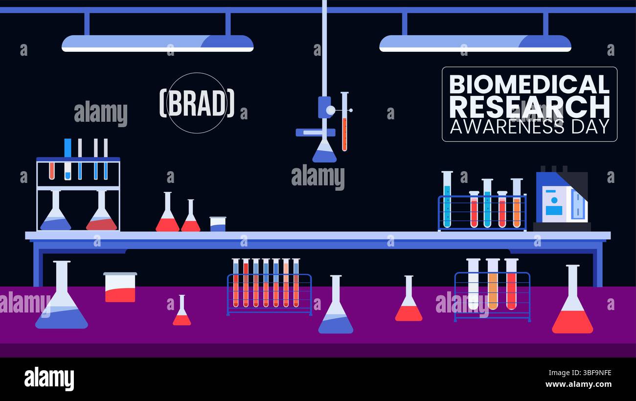 Journée de sensibilisation à la recherche biomédicale, faire progresser la science pour une meilleure santé Illustration de Vecteur