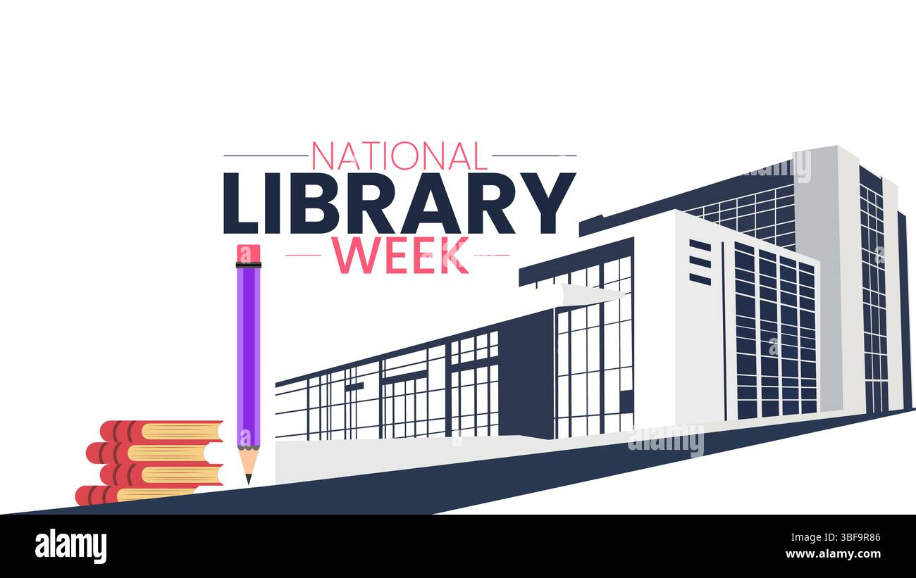 Découvrez, apprenez et grandissez avec les bibliothèques, semaine nationale des bibliothèques Illustration de Vecteur