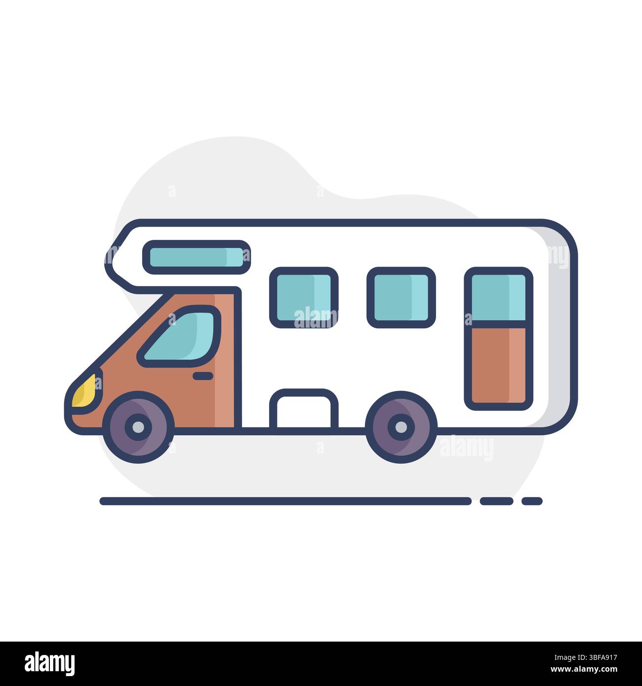 Mobile home Motor home Caravan Trailer véhicule vecteur icône isolée. Symbole graphique pour la conception, le logo, l'application, l'interface utilisateur du site Web et des applications de voyage et de tourisme Illustration de Vecteur