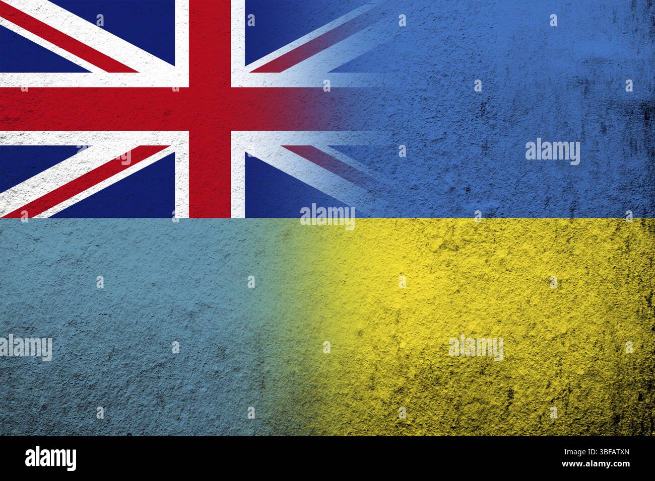 La République de Fidji drapeau national avec drapeau national de l'Ukraine. Grunge l'arrière-plan Banque D'Images