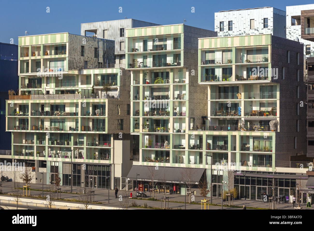 FRANCE, LYON - 19 FÉVRIER : le quartier de la Confluence à Lyon, France le 19 février 2013. Nouveau quartier avec une architecture moderne à la place du Banque D'Images