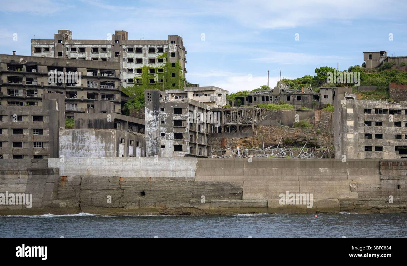 Abandonné l'île de Hashima Gunkanjima, un site du patrimoine culturel mondial à Nagasaki Banque D'Images