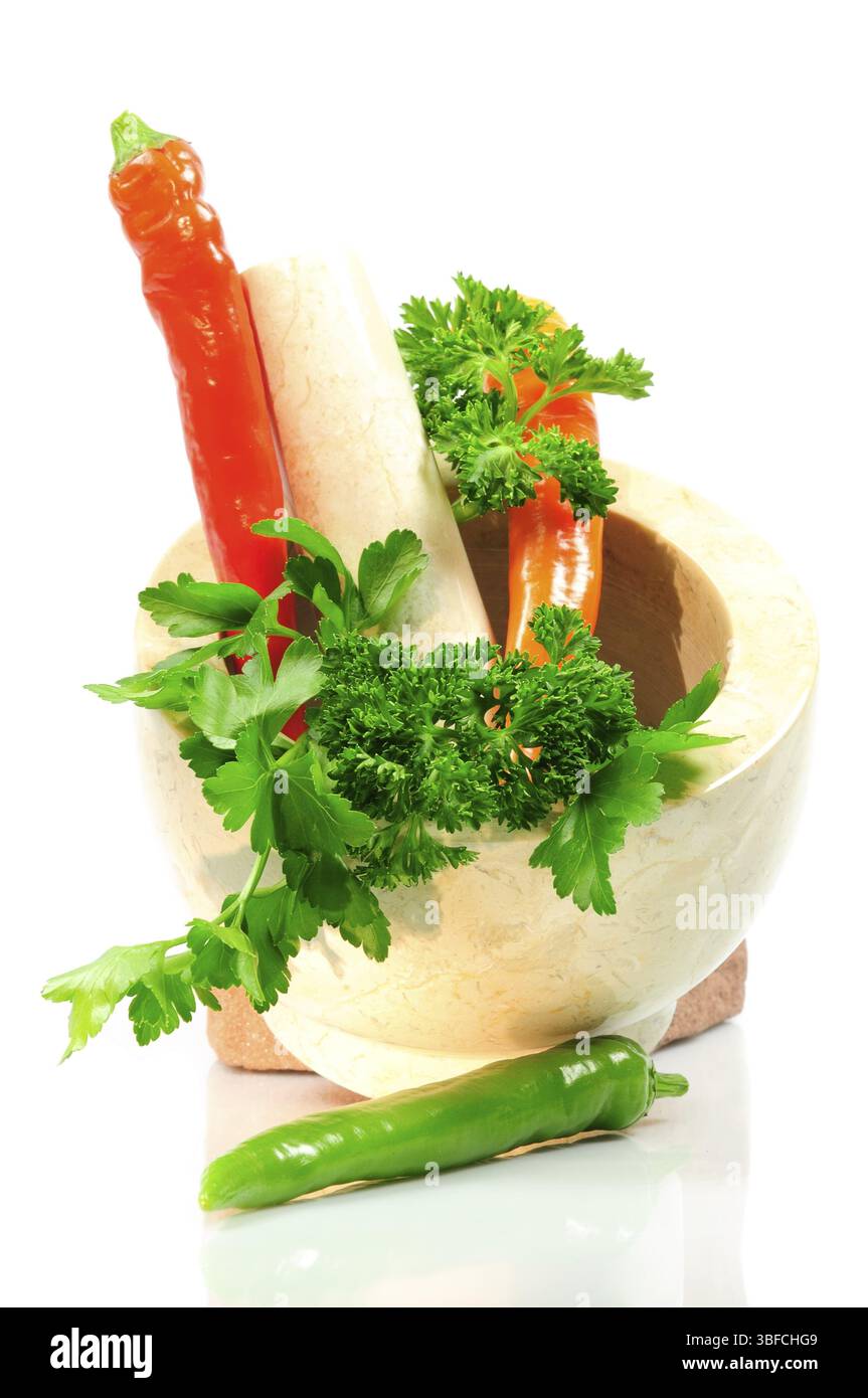 Pilon et mortier (pistillum et mortarium) Banque D'Images