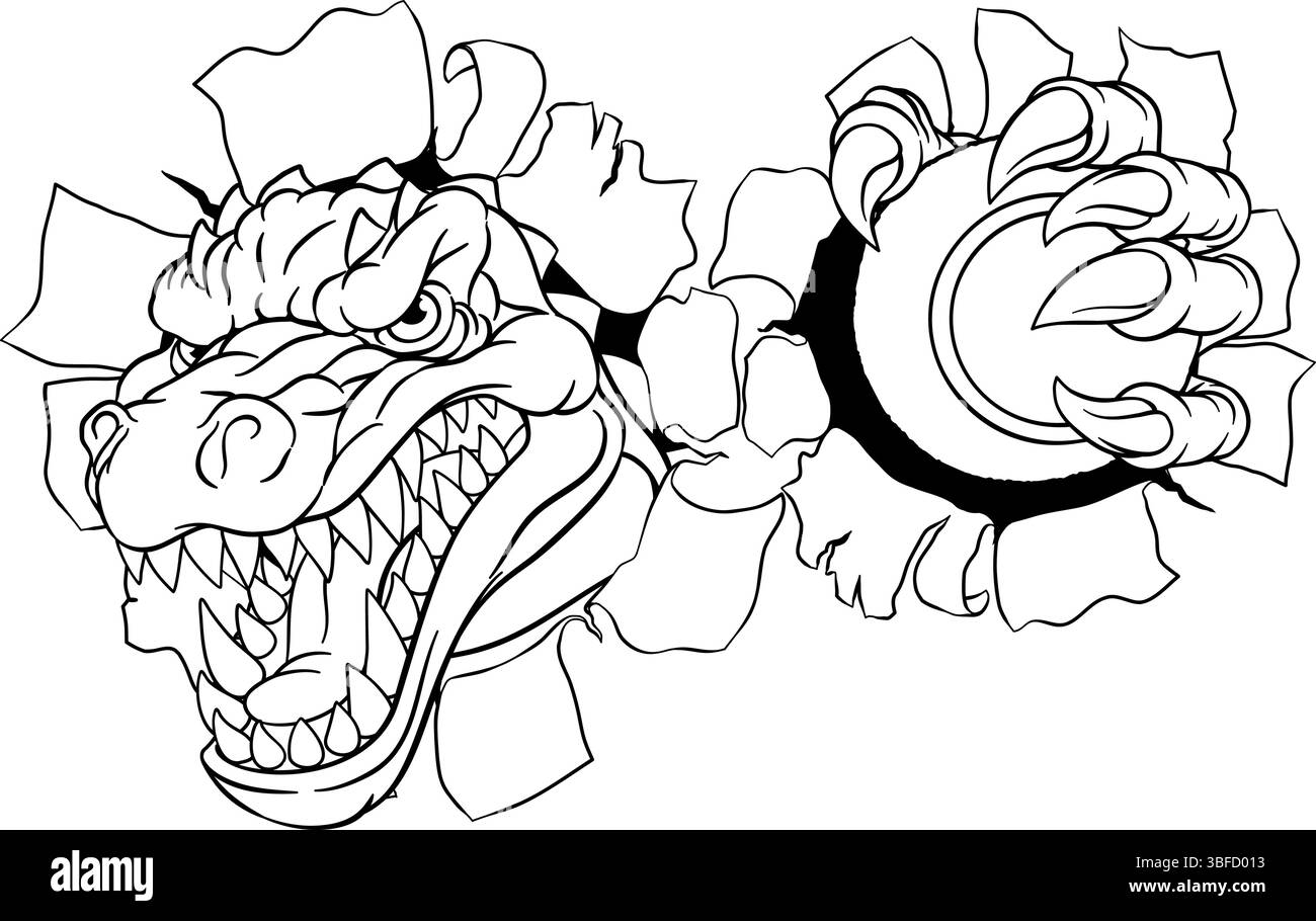 Crocodile Dinosaur Alligator tennis Mascot Illustration de Vecteur