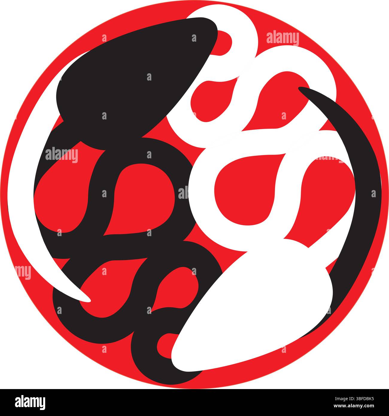 Refonte moderne du Yin-Yang avec symbolisme reproductif et profondeur philosophique Illustration de Vecteur