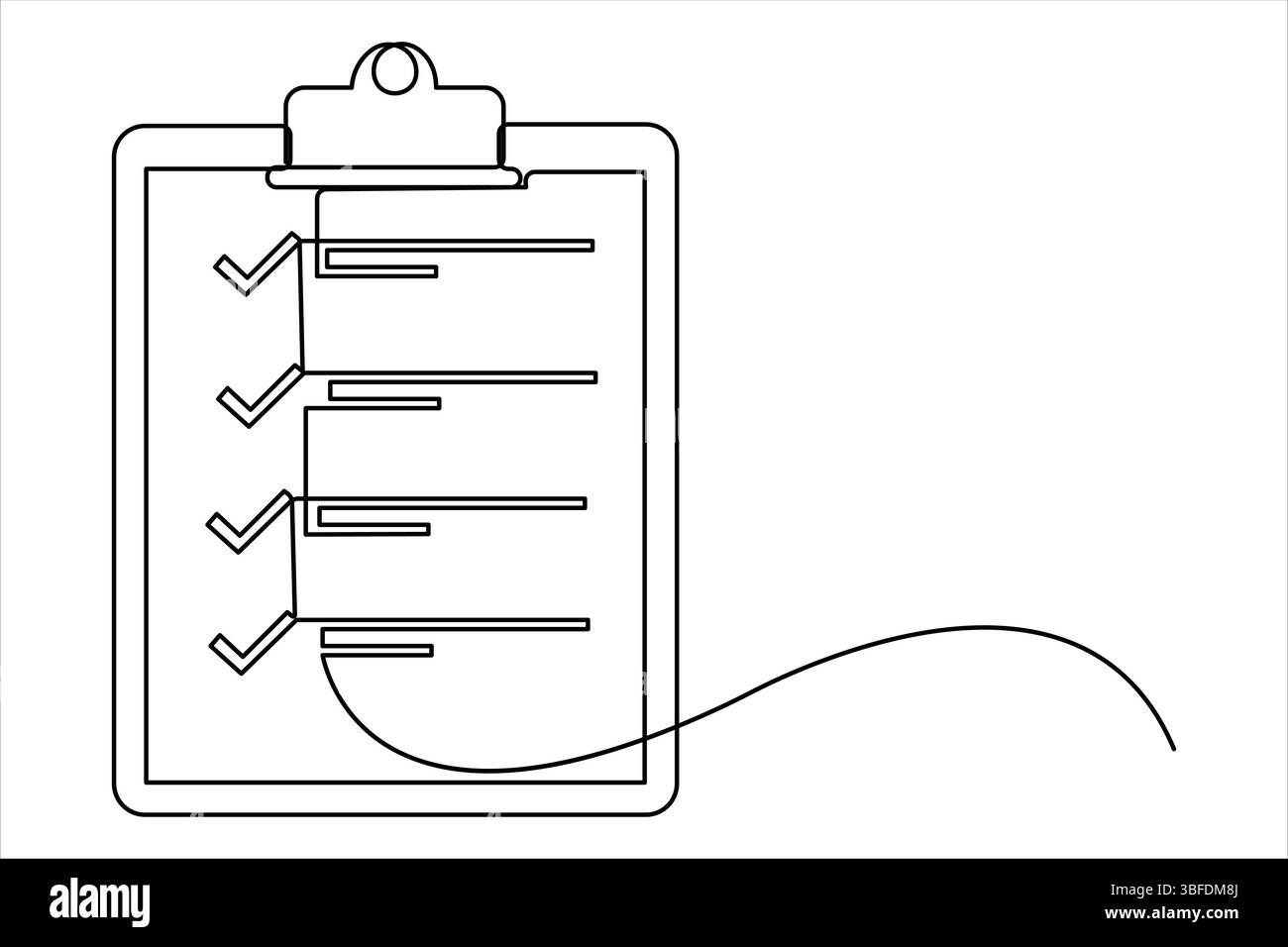 Un dessin d'art au trait continu du presse-papiers avec vecteur de conception de liste de contrôle Illustration de Vecteur