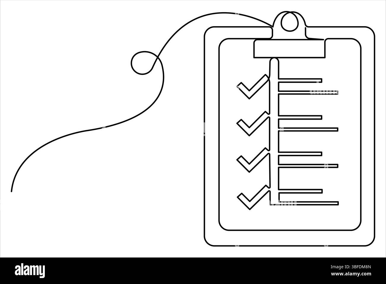 Un dessin d'art au trait continu du presse-papiers avec vecteur de conception de liste de contrôle Illustration de Vecteur