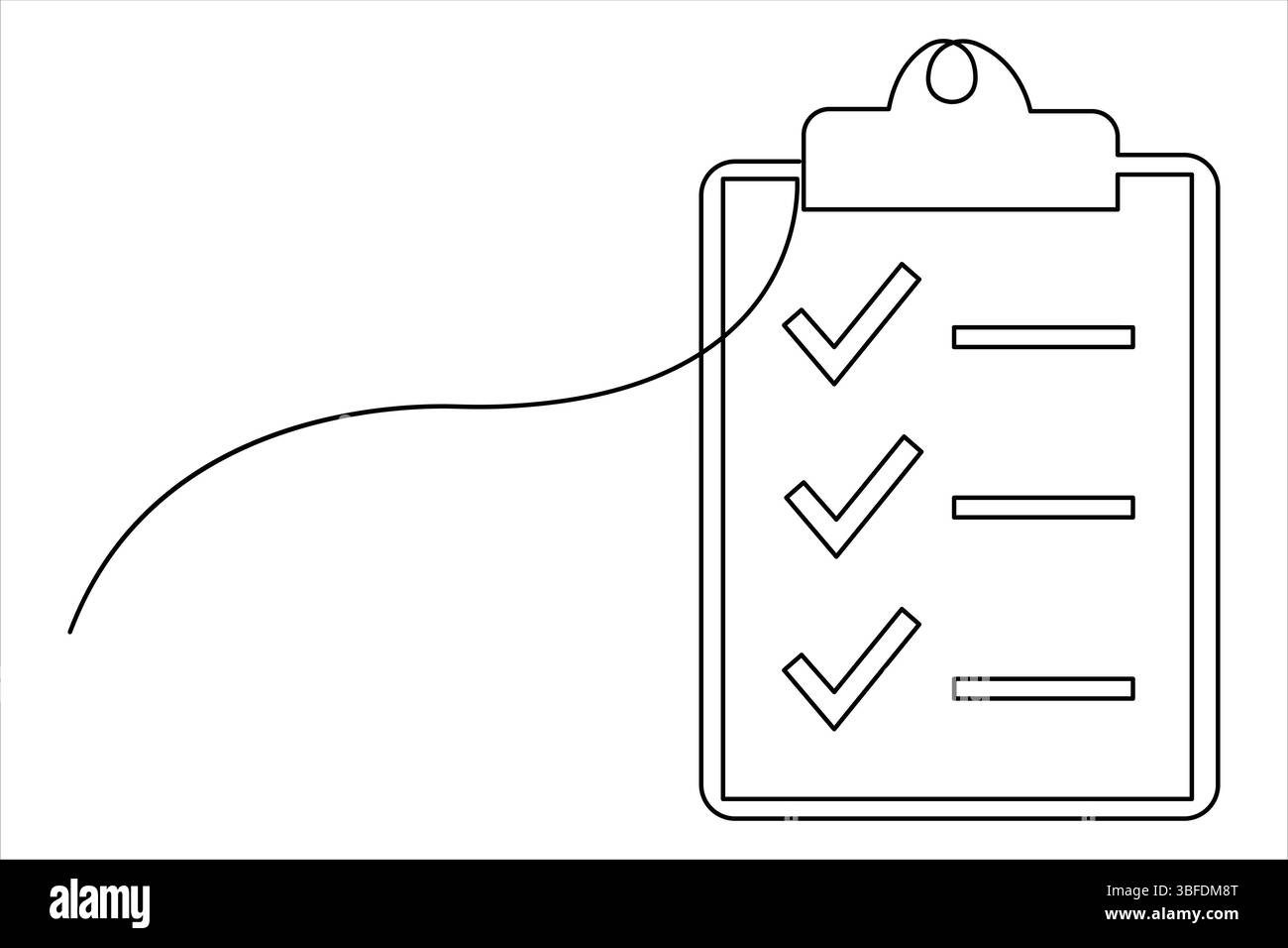 Un dessin d'art au trait continu du presse-papiers avec vecteur de conception de liste de contrôle Illustration de Vecteur