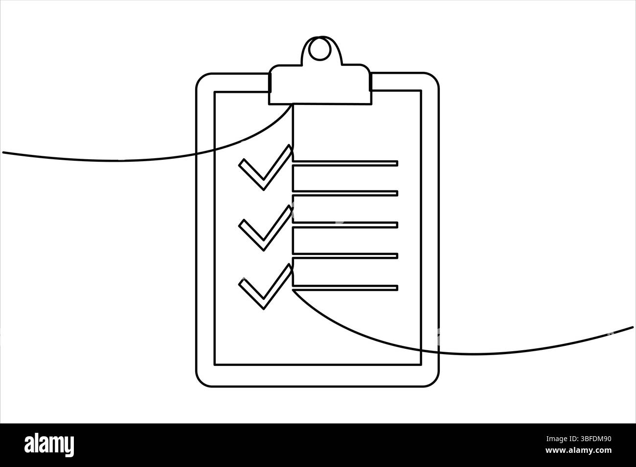 Un dessin d'art au trait continu du presse-papiers avec vecteur de conception de liste de contrôle Illustration de Vecteur