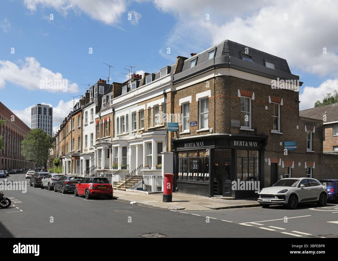 Maisons sur lots Road, Chelsea, Londres, Royaume-Uni. Une rue résidentielle exclusive près de la Tamise. Banque D'Images