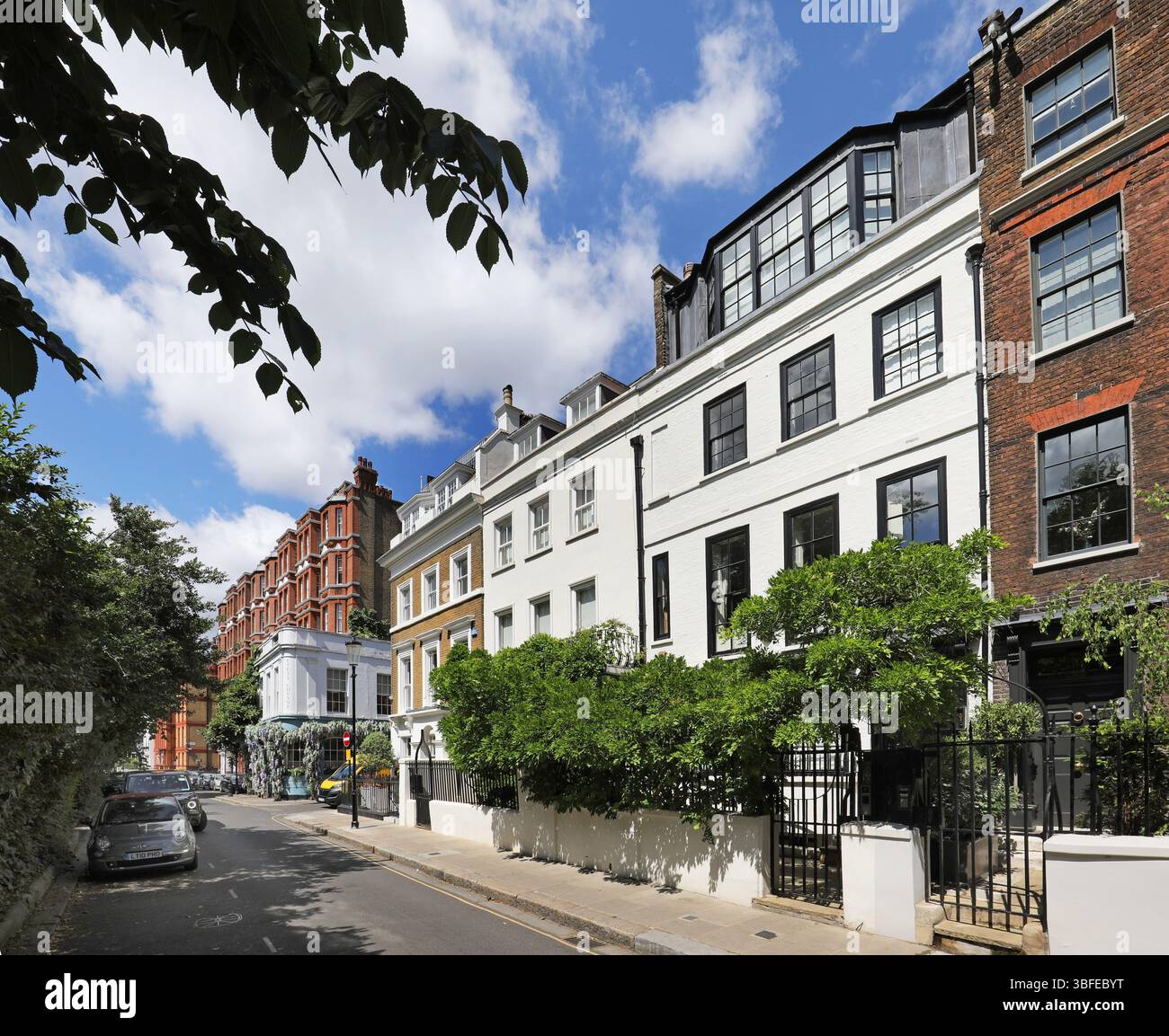 48 Cheyne Walk, Chelsea, Londres, Royaume-Uni. Autrefois propriété de Mick Jagger. Célèbre rue résidentielle exclusive à côté de la Tamise. Banque D'Images