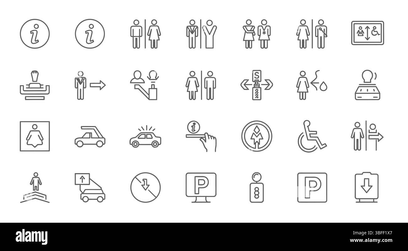 Ensemble d'icônes vectorielles de signalisation linéaire, feuille d'icônes. Illustration de Vecteur
