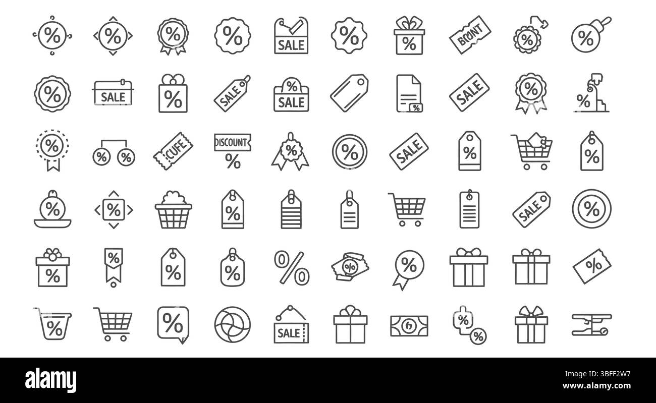 Ensemble d'icônes vectorielles de remise linéaire, feuille d'icônes. Illustration de Vecteur