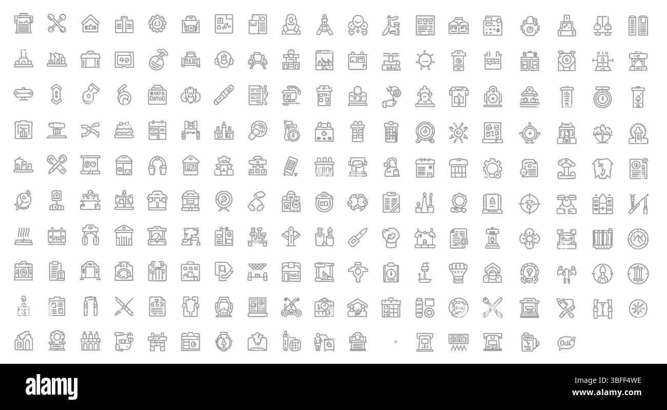 Ensemble d'icônes de vecteur d'atelier linéaire, feuille d'icônes. Illustration de Vecteur