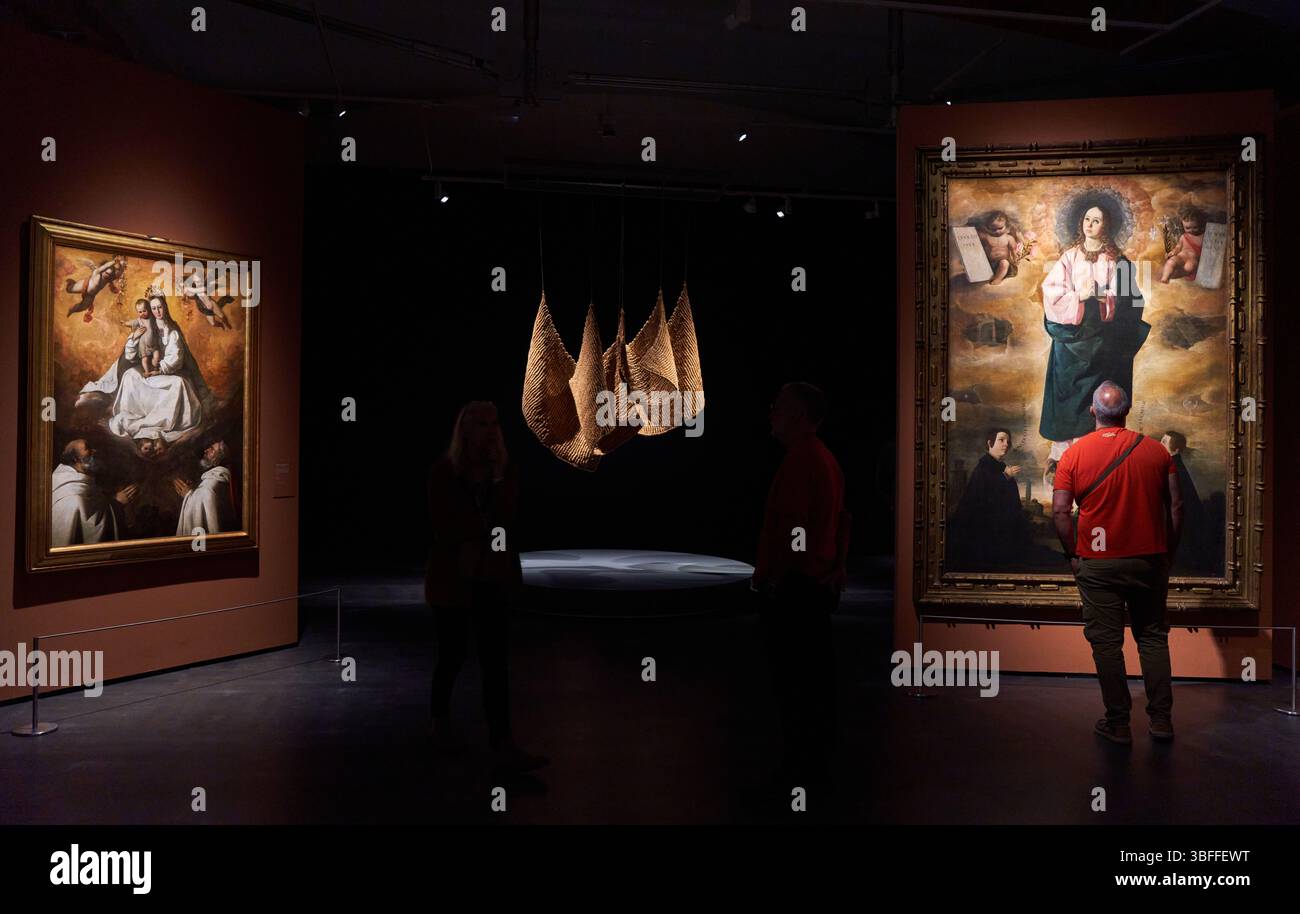 Immaculée conception, 1632, notre-Dame de la Miséricorde avec deux Mercédariens, 1635-1640, FRANCISCO DE Zurbarán ; au centre : entité sociale, 1976, Aurèle MU Banque D'Images