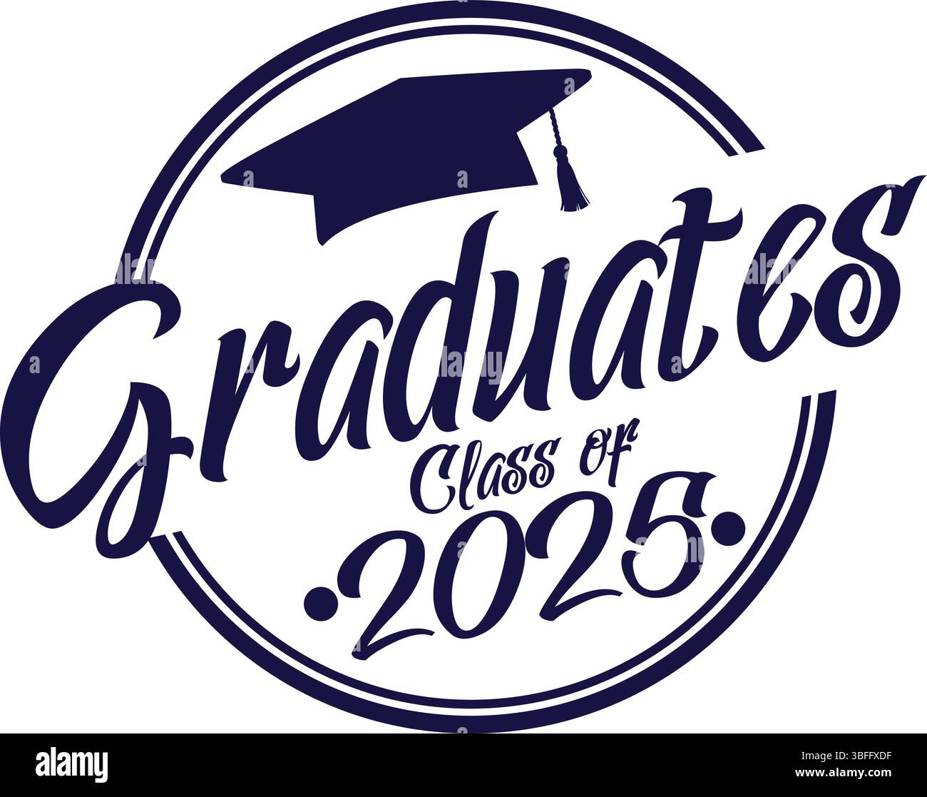 Creative Graduate Class de 2025 illustration vectorielle avec casquette et diplôme Illustration de Vecteur
