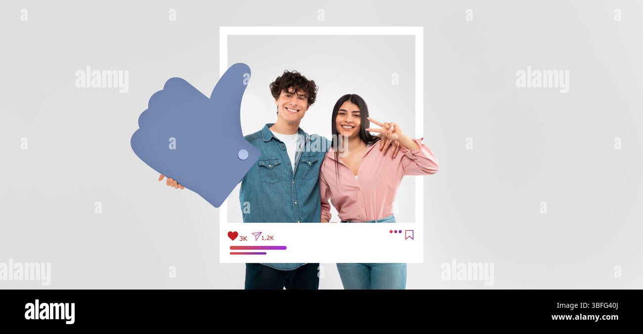 Les influenceurs des médias sociaux engageants mettent en valeur la positivité et la connexion en ligne Banque D'Images