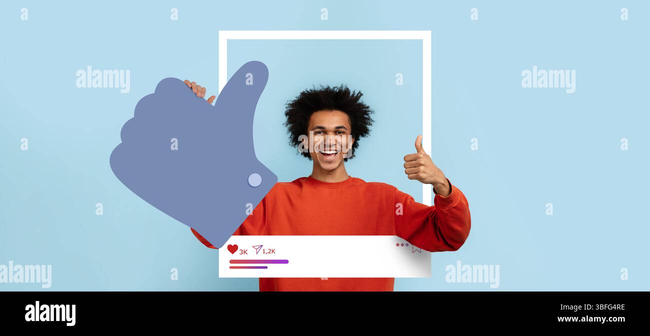 Influenceur des médias sociaux engageant mettant en valeur des vibrations positives dans un collage créatif Banque D'Images