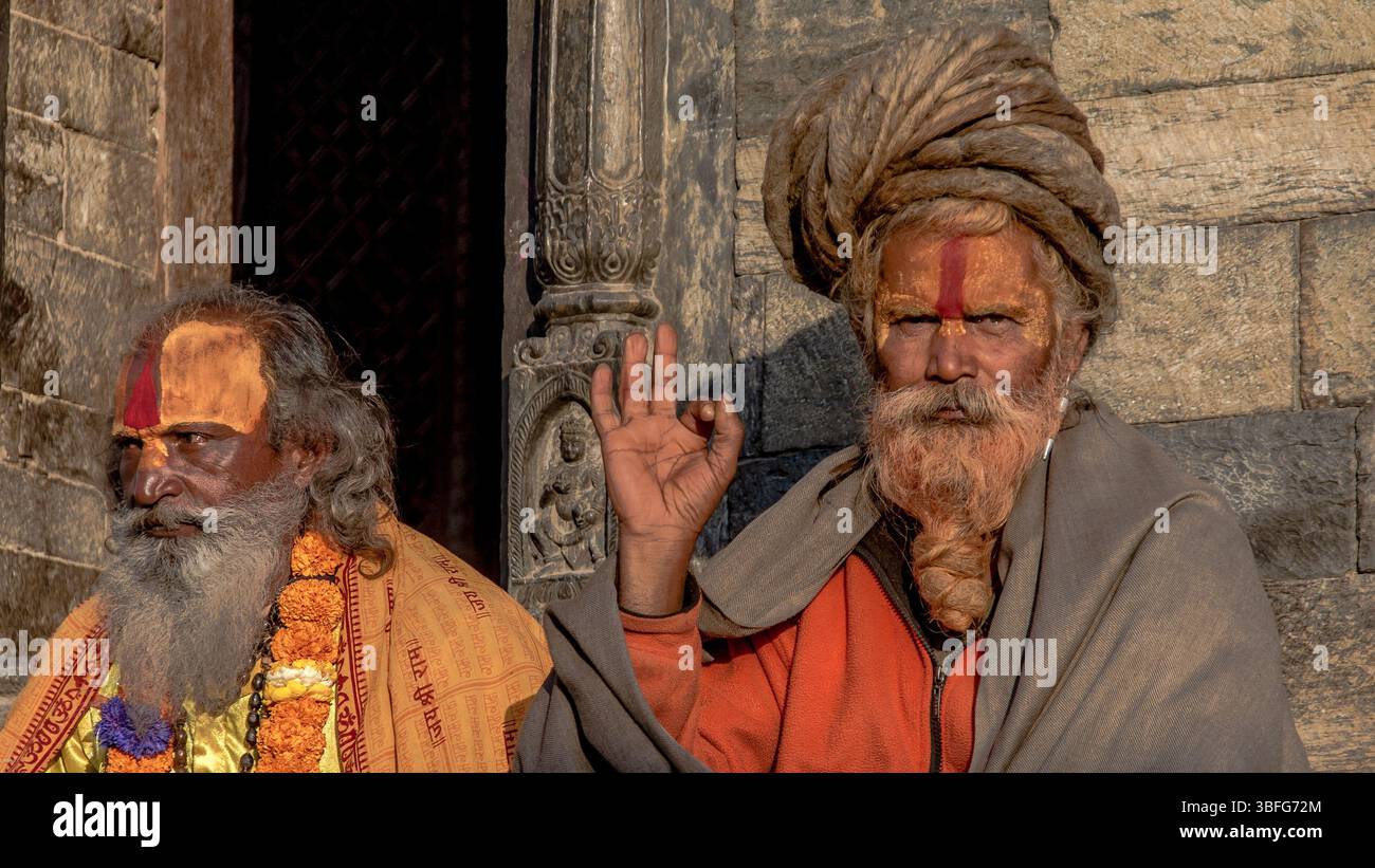 Sadhus : Saints hommes du Népal Banque D'Images