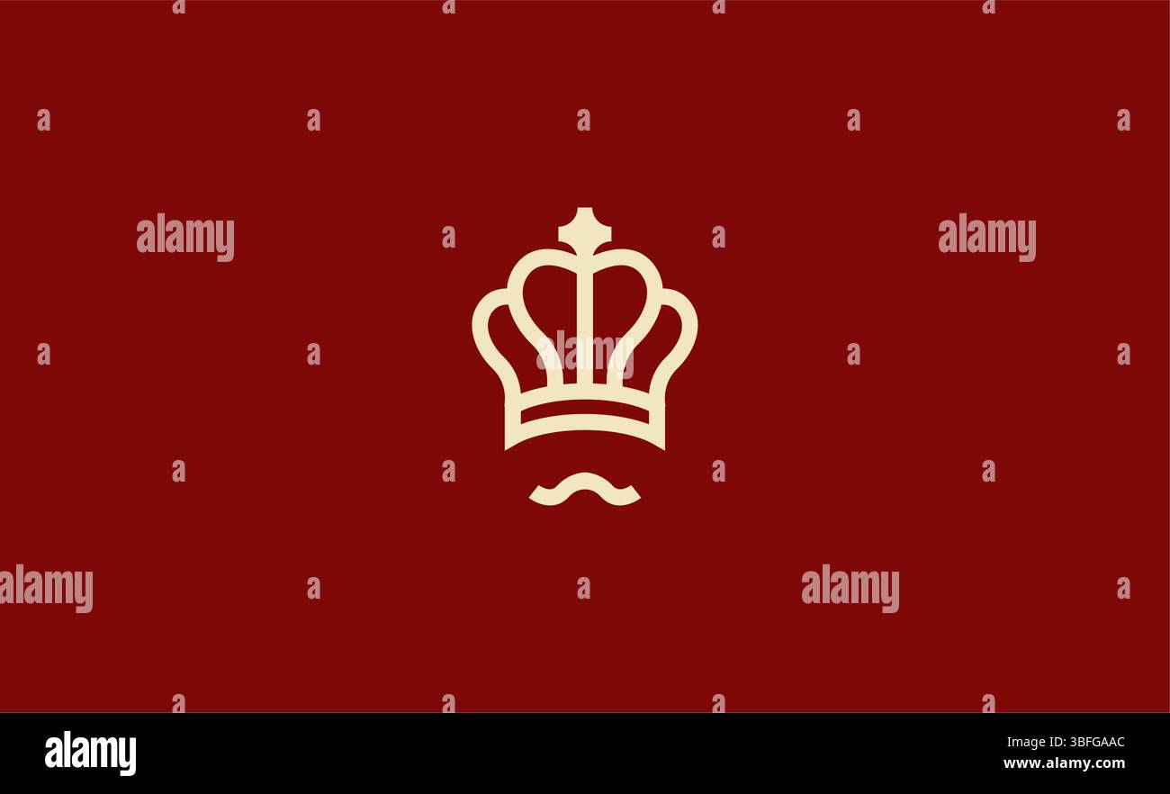Logo King Crown et Chef avec moustache dans le style ligne. Concept alimentaire, Premium et élégant. Illustration de Vecteur
