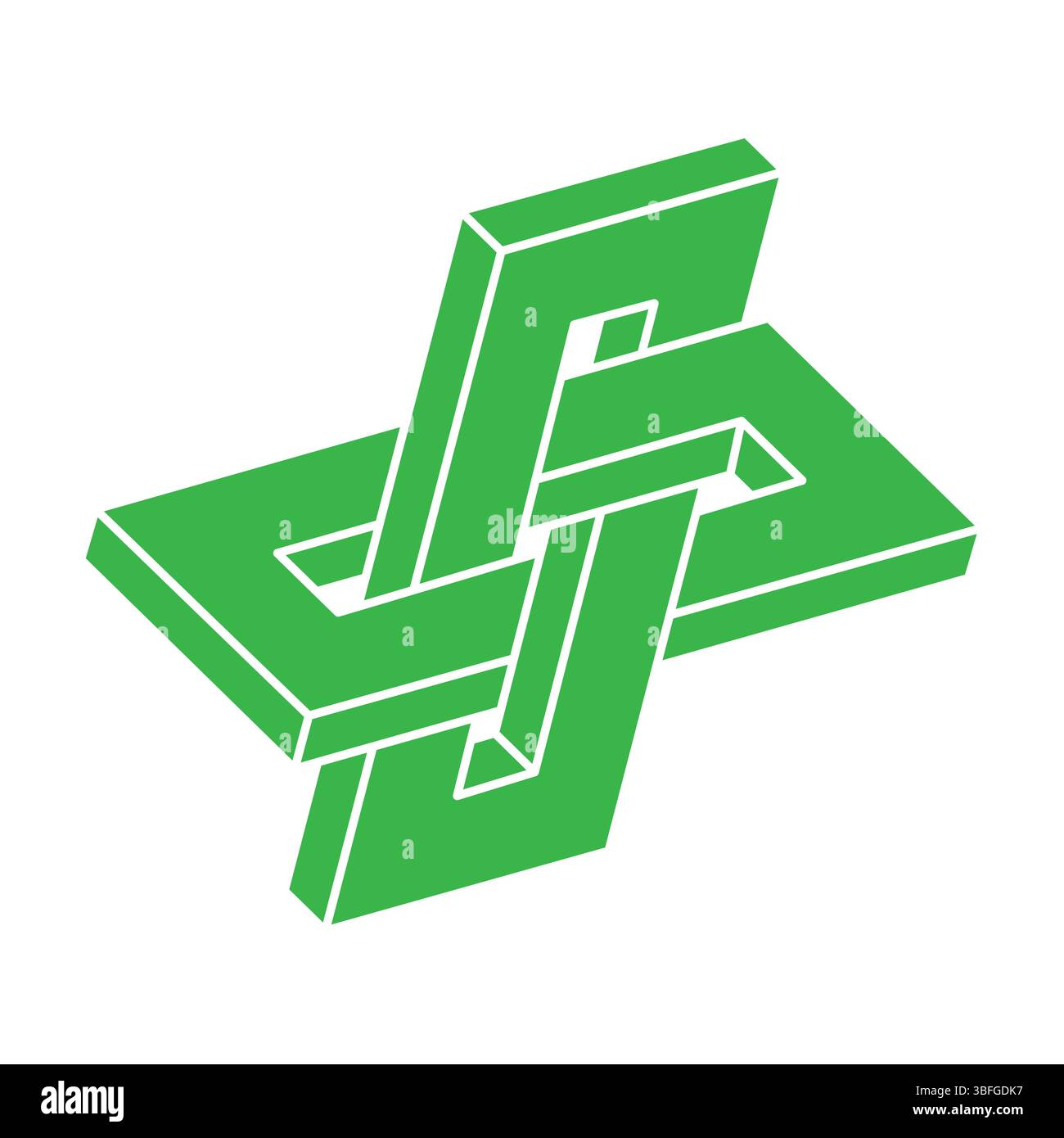 Logo illusion d'optique. Géométrie sacrée. Formes impossibles. Objet géométrique éternel abstrait. Figure de contour sans fin impossible. Art optique Illustration de Vecteur