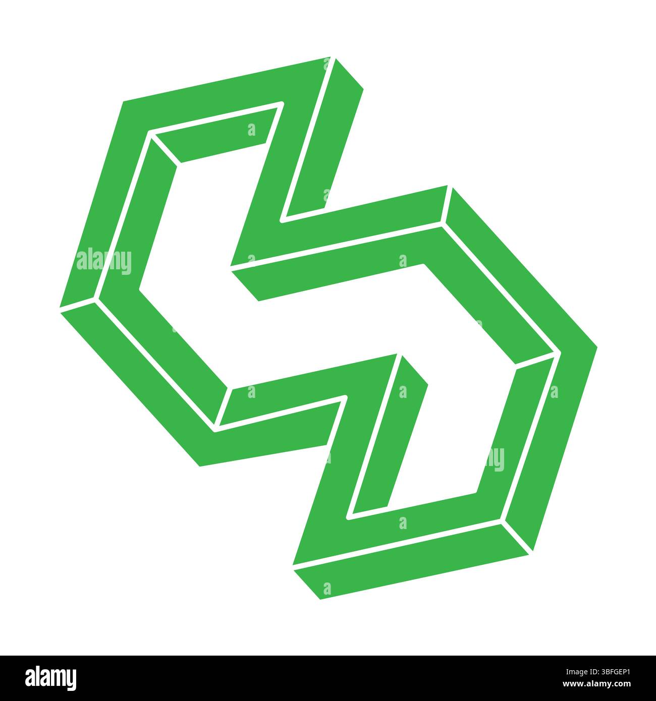 Formes impossibles. Figures de géométrie sacrée. Logo illusion d'optique. Objet géométrique éternel abstrait. Impossible contour sans fin. Art optique Illustration de Vecteur