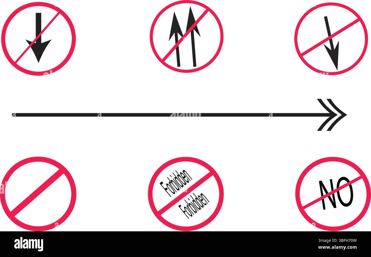 Interdiction de fumer, pas de boissons, pas de téléphones signes rouges d'interdiction ensemble de vecteur pour la signalisation des lieux publics Illustration de Vecteur