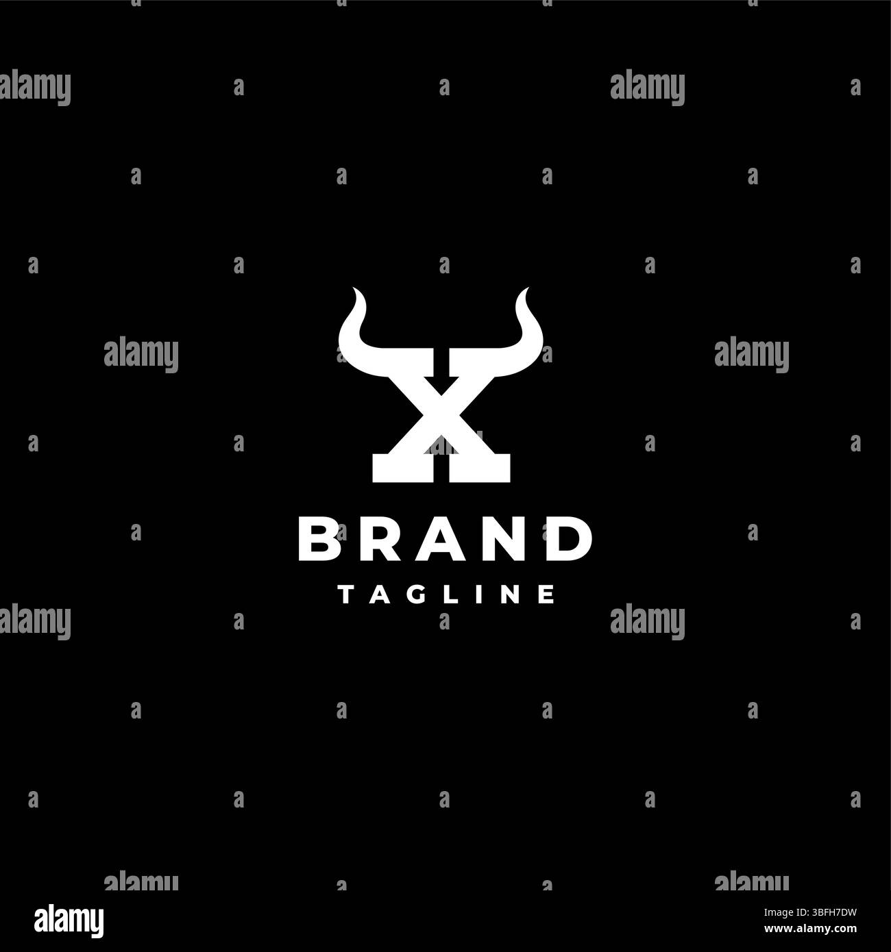 Forte lettre initiale X avec logo Horns Design. Lettre initiale à cornes X logo Design. Illustration de Vecteur