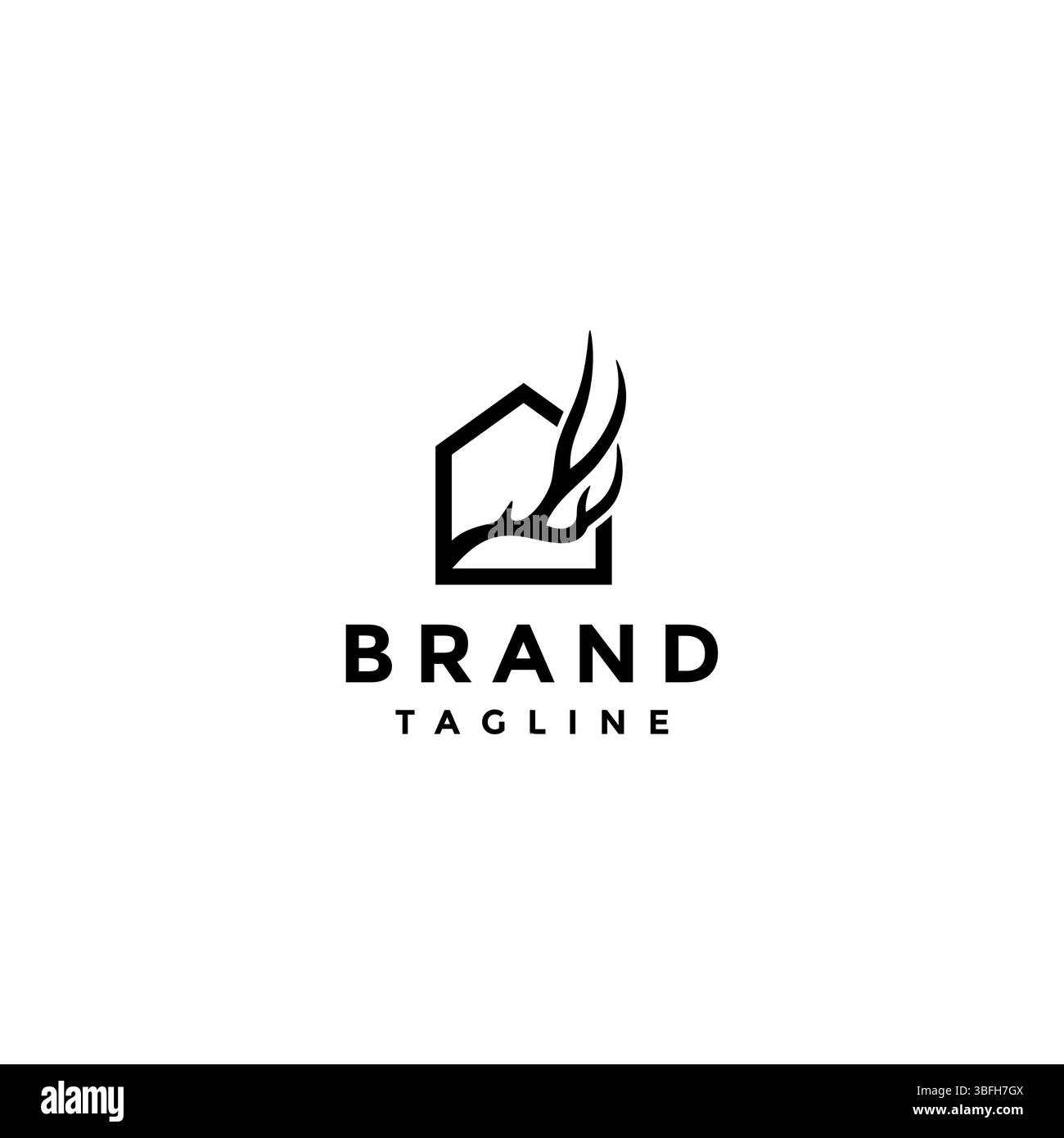 Design de logo Strong Deer Antler House. Deer Antlers grandit à partir de Inside House logo Design. Illustration de Vecteur