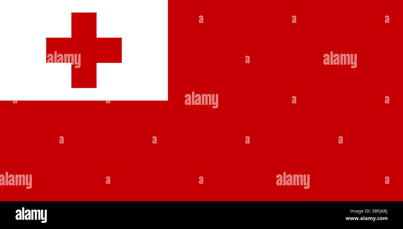 Drapeau des Tonga. Icône drapeau Tonga. Couleur standard. Taille standard. Un drapeau rectangulaire. Illustration vectorielle numérique de l'ordinateur. Illustration de Vecteur