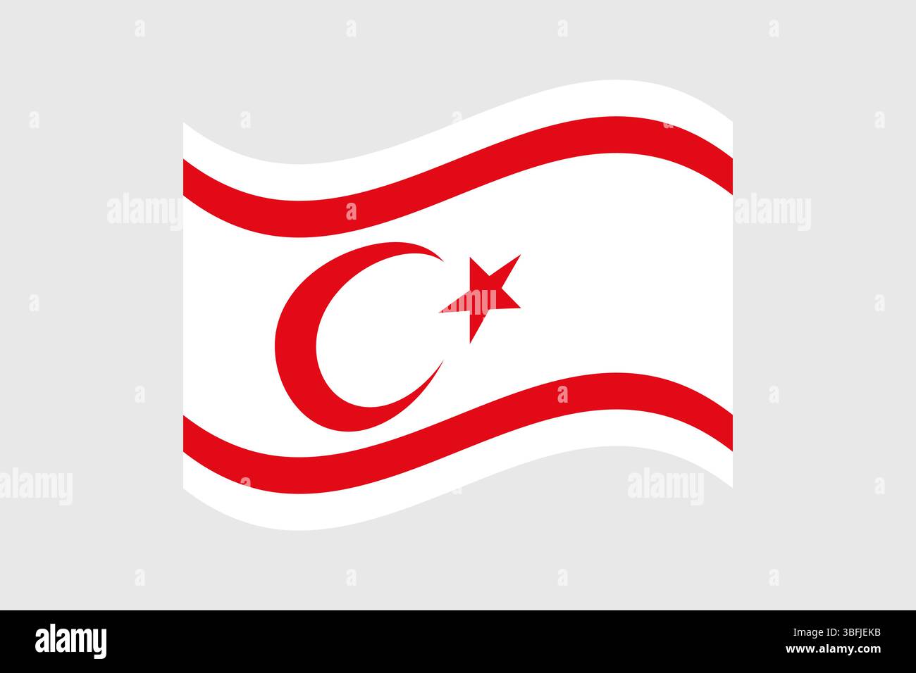 Drapeau de Chypre-Nord. Illustration vectorielle numérique drapeau ondulé de Chypre du Nord. Drapeau flottant. Illustration de Vecteur