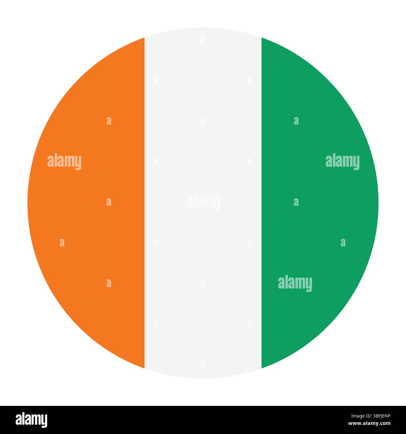 Drapeau de Côte d'Ivoire. Icône drapeau. Couleur standard. Indicateur d'icône de cercle. Illustration de l'ordinateur. Illustration numérique. Illustration vectorielle. Illustration de Vecteur
