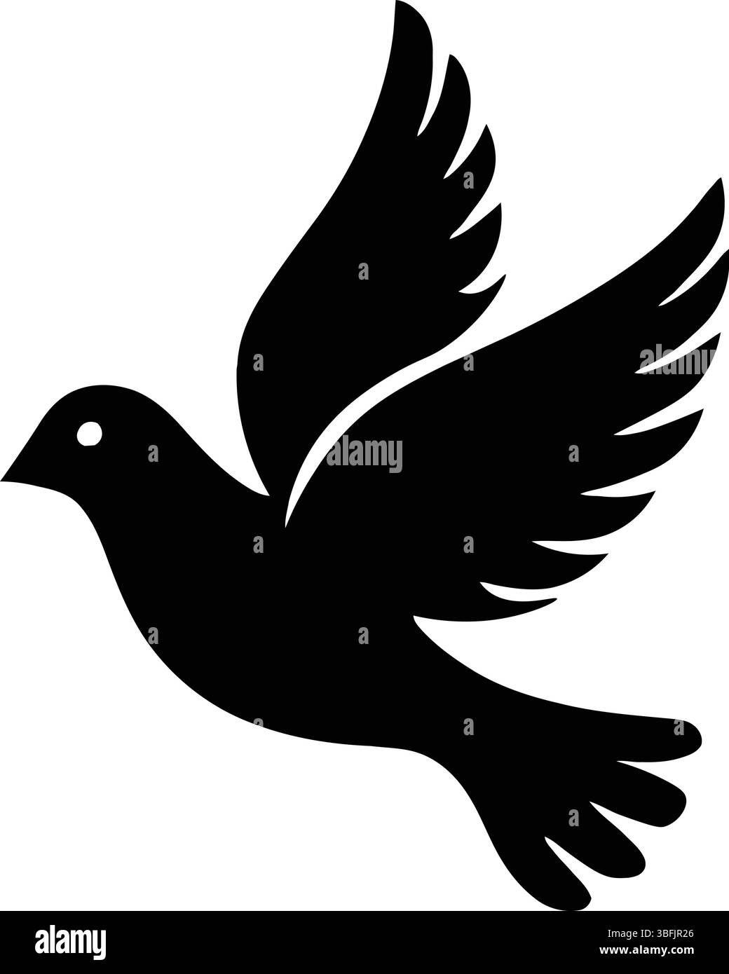 Colombe de la liberté : silhouette d'une colombe en vol, ailes déployées, représentant la paix et l'espoir dans un contexte inconnu. Sa desig. Simple Illustration de Vecteur