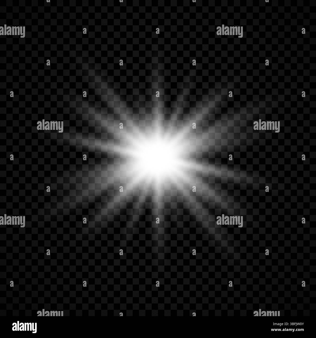 Effet lumineux des reflets de lentille. Lumières blanches brillantes effets d'étoiles avec des étincelles sur un fond transparent. Illustration vectorielle Illustration de Vecteur