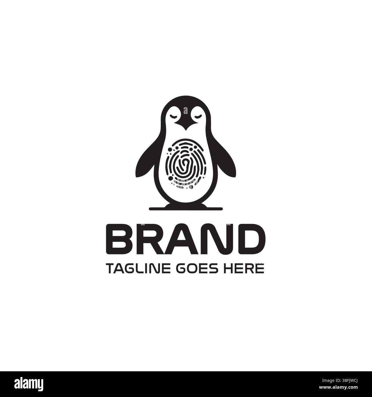 Penguin Fingerprint logo Security identité de marque Illustration de Vecteur