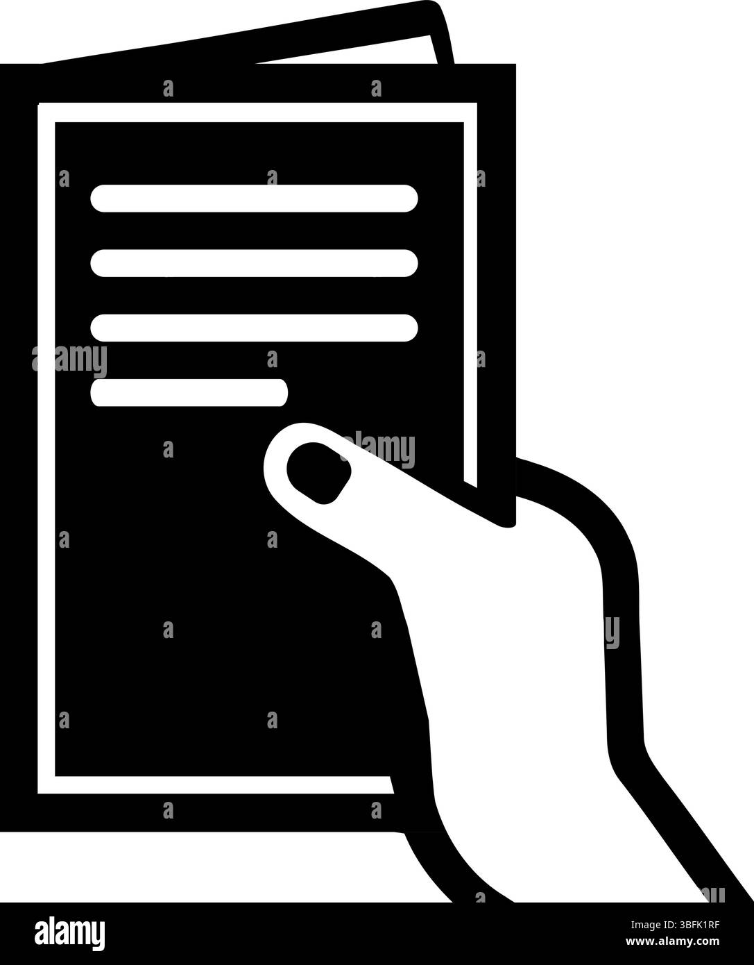 Icône de document tenant dans la main - symbole de documentation et d'information Illustration de Vecteur